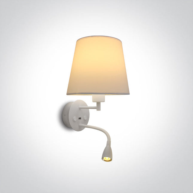 ONE Light | 61080/W/W WHITE WALL LIGHT LED 3W WW + 12W E27+ USB SOCKET - OEM NORDIC - Quality Parts Distribution