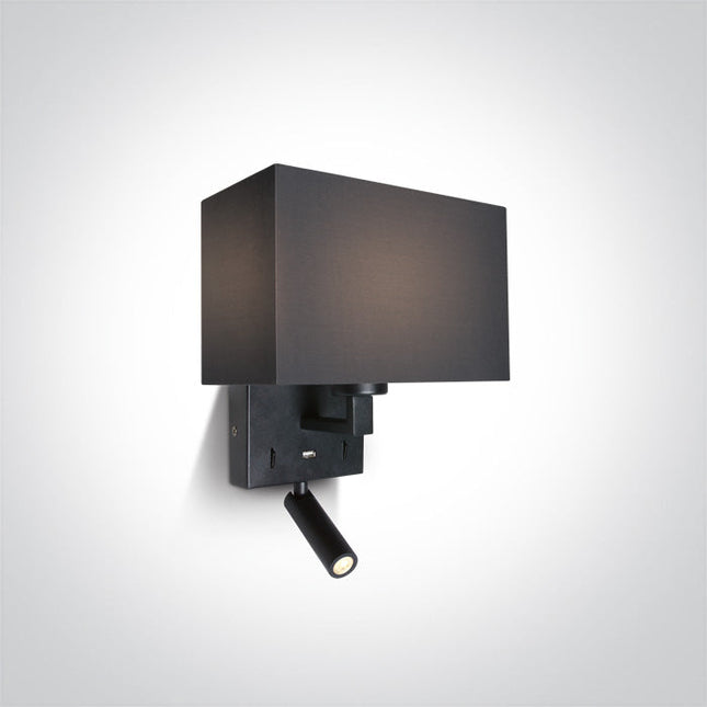 ONE Light | 61120/B/W BLACK WALL LIGHT LED 3W WW + 12W E27 230v IP20 USB port - OEM NORDIC - Quality Parts Distribution