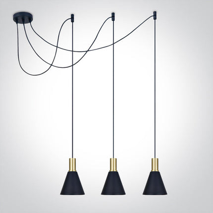 ONE Light | 63122B/BBS BRUSHED BRASS BLACK SHADE 10W 3xE27 - OEM NORDIC - Quality Parts Distribution
