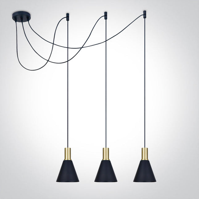 ONE Light | 63122B/BBS BRUSHED BRASS BLACK SHADE 10W 3xE27 - OEM NORDIC - Quality Parts Distribution