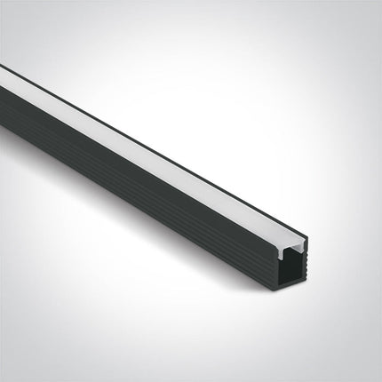 ONE Light | 7901/B BLACK PROFILE 2m FOR 5mm STRIPS + PC OPAL DIFFUSER - OEM NORDIC - Quality Parts Distribution