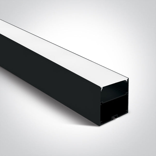 ONE Light | 7910A/B BLACK SURFACE PROFILE 2m FOR 45mm STRIPS + PC OPAL DIFFUSER - OEM NORDIC - Quality Parts Distribution