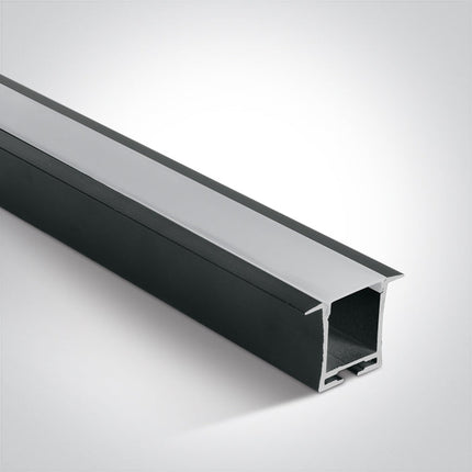 ONE Light | 7912R/B BLACK RECESSED PROFILE 2m + PC OPAL DIFFUSER - OEM NORDIC - Quality Parts Distribution