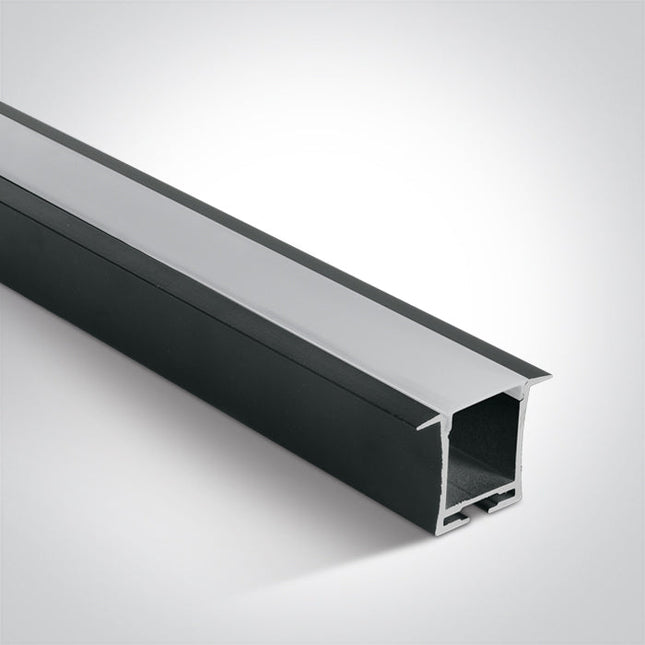 ONE Light | 7912R/B BLACK RECESSED PROFILE 2m + PC OPAL DIFFUSER - OEM NORDIC - Quality Parts Distribution
