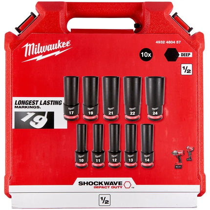 Socket Set | Milwaukee 1/2in SHW DEEP 10PC - OEM NORDIC - Quality Parts Distribution