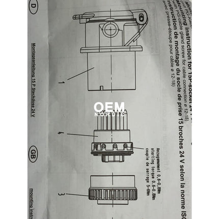Erich Jäeger AK65403 - ADR 15 PIN 15P/24V ADR / GGVS Socket Screw Terminals For Cable D=12-18mm - OEM NORDIC - Quality Parts Distribution