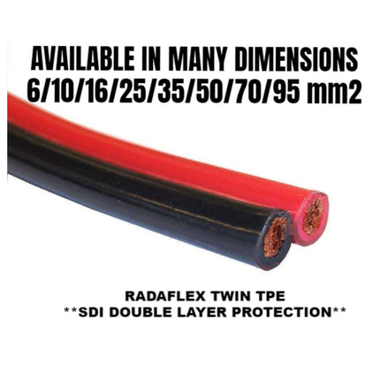 RADAFLEX® 300/500 V Twin Parallel Cable, Red/Black -25/70 °C - One Meter - OEM NORDIC - Quality Parts Distribution