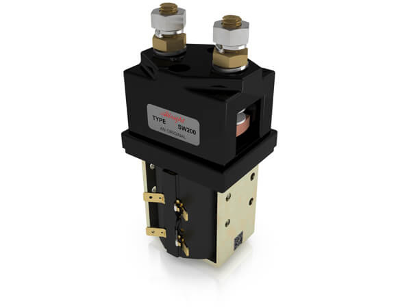 SW200-115 Albright 250A Single Acting Solenoid Contactor 24V INT, with armature extension and red knob